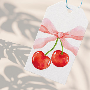 Coquette Cherry Ribbon roze Valentijnsdag Cadeaulabel
