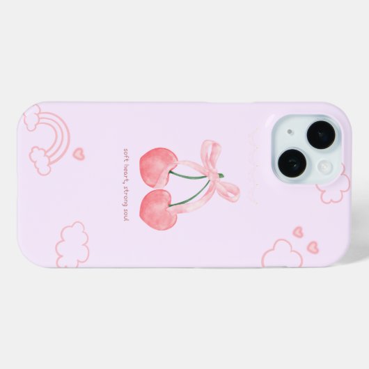 Coquette Cherry Schattige Roze Bow Case-Mate iPhone Case (Achterkant (horizontaal))