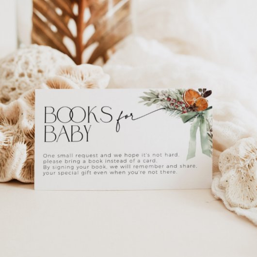 Coquette Christmas Bow Boeken voor Baby shower Informatiekaartje