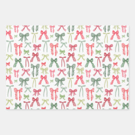 Coquette Christmas Bows Wrapping Paper – Red & Gre
