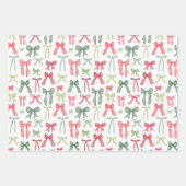 Coquette Christmas Bows Wrapping Paper Red & Green (Voorkant)