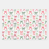 Coquette Christmas Bows Wrapping Paper Red & Green (Voorkant)