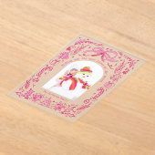 Coquette Christmas Family Foto Rood Roze Doodle Acryl Uitnodigingen (Laagn)