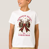 Coquette Christmas Plaid Rendier Ready Bow T-shirt (Voorkant)