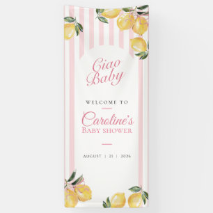 Coquette citroengele baby shower WELKOMBORD Spandoek