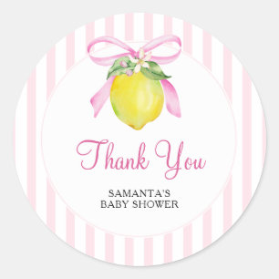 Coquette Citroenroze Baby Shower Bedankt Ronde Sticker