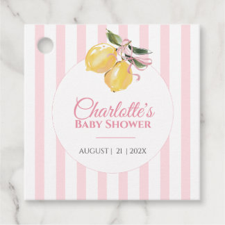 Coquette citroensroze babyshower bedankjes labels