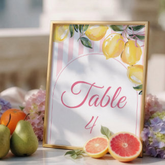 Coquette citroensroze babyshower tafelnummer