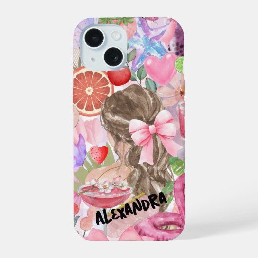 Coquette Collage, rose & Girly Mignonne Téléphone (Verso)