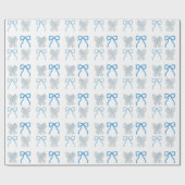 Coquette-core Bord Blue Bows Kerstvakantie Cadeaupapier (Vlak)