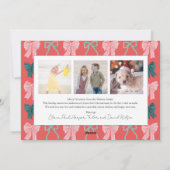 Coquette-Core Rood & Roze Strikken 4 Foto's Kerstm Feestdagenkaart (Achterkant)