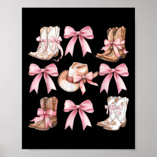 Coquette Cowgirl laarzen met roze strikjes estheti Poster
