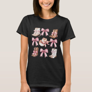 Coquette Cowgirl laarzen met roze strikjes estheti T-shirt