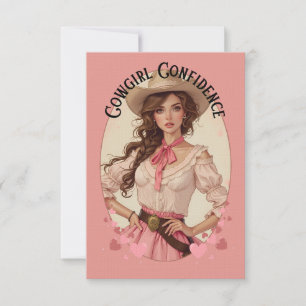 Coquette Cowgirl Westerne Mode Portret Bedankkaart