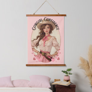 Coquette Cowgirl Westerne Mode Portret Hangend Wandkleed