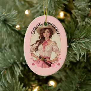 Coquette Cowgirl Westerne Mode Portret Keramisch Ornament
