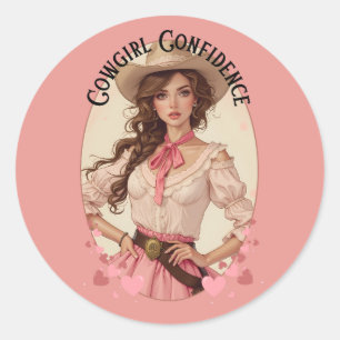 Coquette Cowgirl Westerne Mode Portret Ronde Sticker