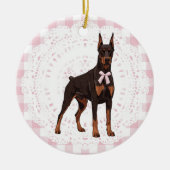 Coquette Doberman Pinscher Pink Gingham Bows Keramisch Ornament (Voorkant)