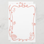 Coquette Doodle Ribbon Lijst Briefpapier (Voorkant / Achterkant)