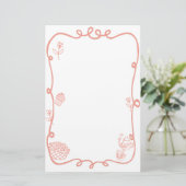 Coquette Doodle Ribbon Lijst Briefpapier (Staand voorkant)