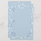 Coquette Doodle Ribbon Lijst Briefpapier (Voorkant / Achterkant)