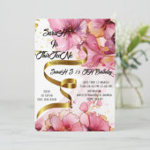 Coquette Editable Pink Bow Invitation Anniversaire (Debout devant)