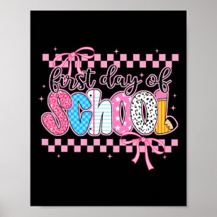 Coquette eerste dag van de schoolvoorbereiding ter poster