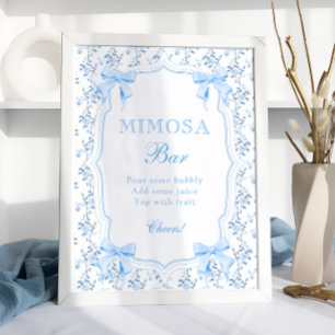 Coquette Elegant Bleu Bow Mimosa Bar Poster