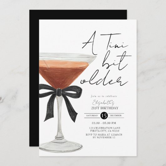 Coquette Espresso Martini Invitation d'anniversair (Devant / Derrière)