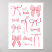 Coquette Esthetisch Schattige Girly Pink Bows met Poster (Voorkant)