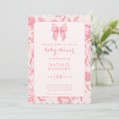 Coquette Esthetische Preppy Roze Bow Schattige Bab Kaart (Staand voorkant)