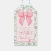 Coquette Esthetische Roze Boog Sage Groene Baby Me Cadeaulabel (Achterkant)
