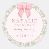 Coquette Esthetische Roze Boog Sage Groene Baby Me Ronde Sticker (Voorkant)