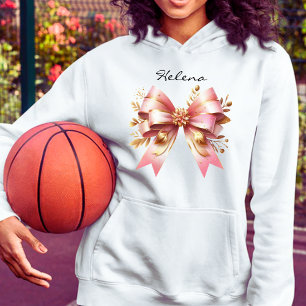 Coquette Esthetische Roze Bow Custom Naam Sweatshi Hoodie