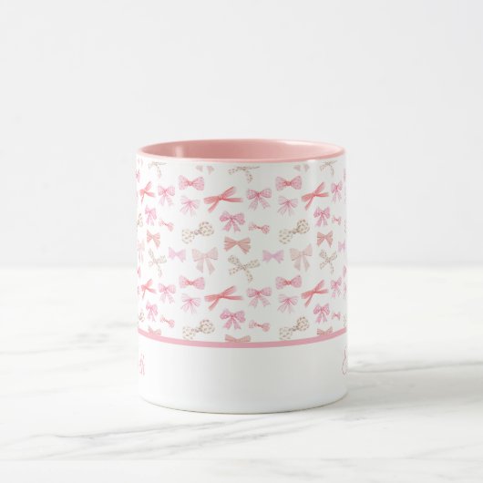 Coquette esthetische Valentijn lichtroze strikken Mok (Midden)