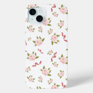 Coquette Esthetische Vrouwelijke Bloemen Lint Patr iPhone 15 Mini Hoesje