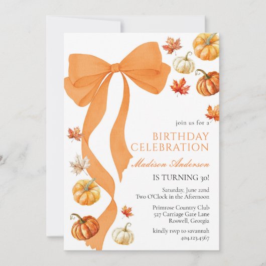 Coquette Fall Birthday Invitation (Devant)