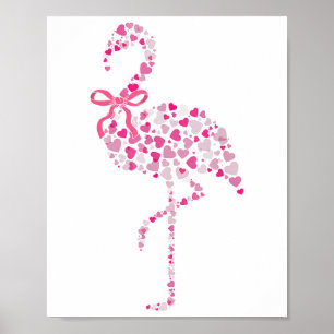 Coquette Flamingo Hart Schattige Roze Valentijnsda Poster