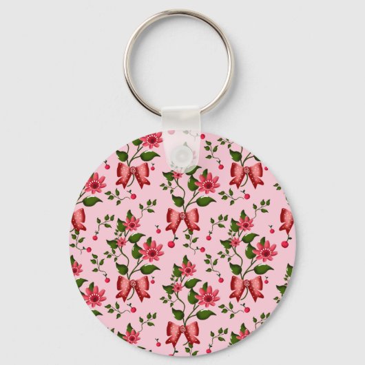  Coquette  floral Bow Pattern Wallpaper Sleutelhanger (Voorkant)