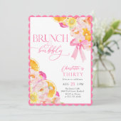Coquette Floral Brunch & Bubbly Verjaardag Kaart (Staand voorkant)
