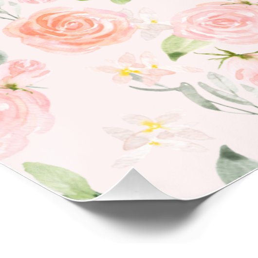 Coquette florale de Bow rose Baby shower Affiche d (Coin)