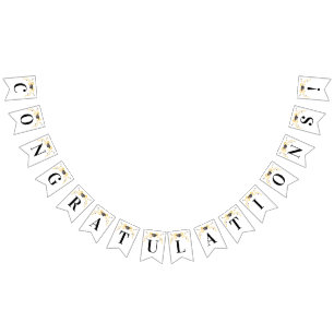 Coquette gele boog gefeliciteerd   Afgestudeerd Vlaggetjes