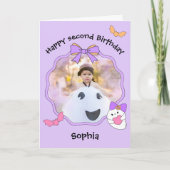 Coquette Ghost Bow Frame Photo Bonne carte d'anniv (Devant)