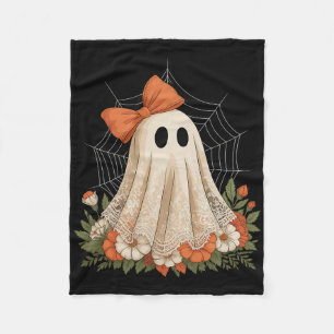 Coquette Ghost Halloween Flower Ghost Spooky Lace Fleece Deken