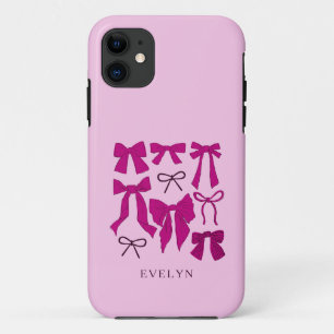 Coquette Girly Bows Magenta iPhone 11 Hoesje