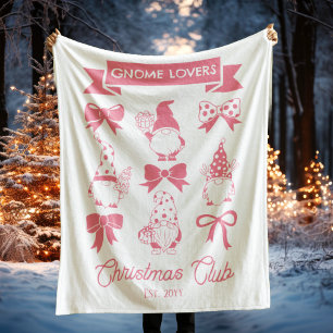 Coquette Gnome Lovers Christmas Club - Roze Wit Fleece Deken