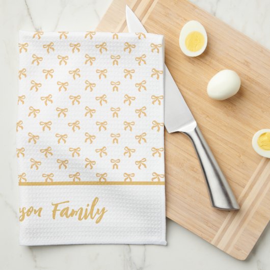 Coquette Gold Sparkle Bow  Theedoek (Quarter Fold)