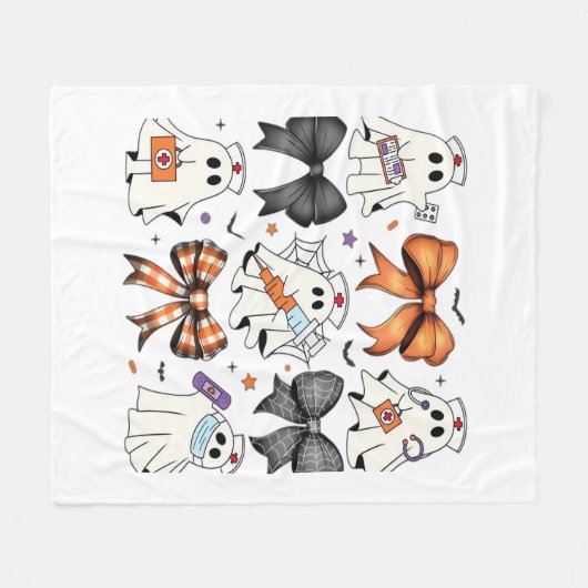 Coquette Halloween Ghost Nurse Classic T-shirt Fleece Deken (Voorkant (Horizontaal))