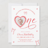 Coquette Heart First Birthday Invitation (Devant)