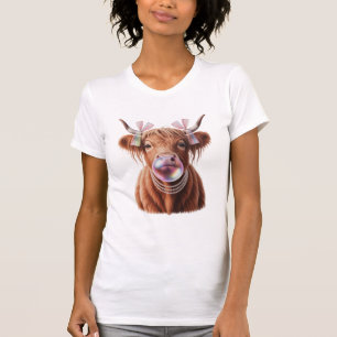 Coquette Highland Koe Bubblegum Schep Ontwerp T-shirt